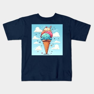 Rainbow Bubblegum Ice Cream Cone Kids T-Shirt